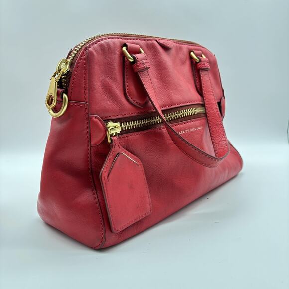Marc by Marc Jacobs Satchel Handbag Womens Red Medium Leather Purse - Picture 6 of 12